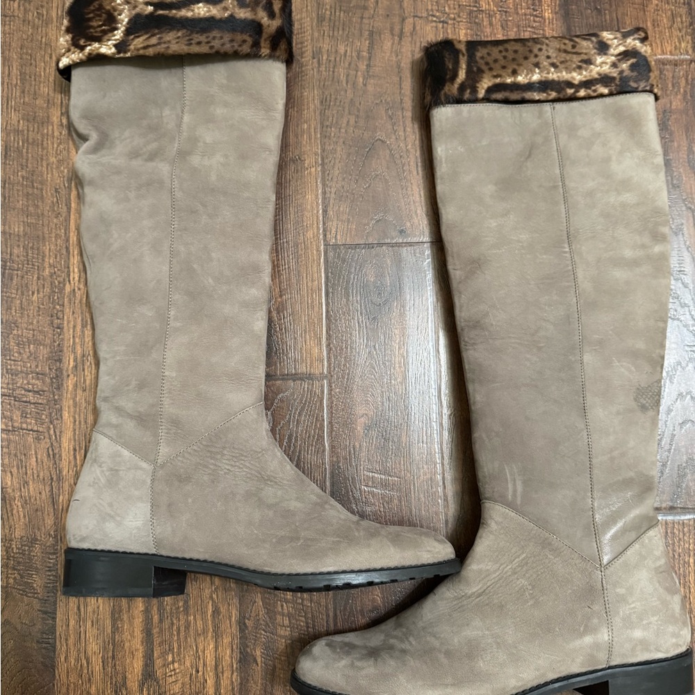 Stuart Weitzman Taupe Over the Knee Boots
